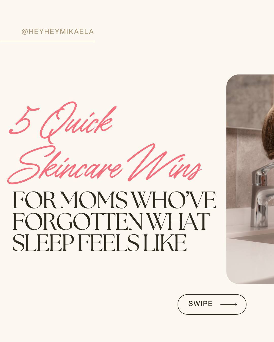 Feeling like you haven’t slept in years? SAME. 😅
But your skin doesn’t have to look that way.

Here are my 5 go-to quick skincare wins for busy moms 
who don’t have time for complicated routines:

1️⃣ The 60-Second Cleanse: Because even superheroes only get a minute between chaos.
2️⃣ Hydration Hack: Slap on a moisturizer that works harder than you do.
3️⃣ Eye Patches On-The-Go: Wear them while wrangling the kids or folding laundry. Multitasking, but make it skincare.
4️⃣ Charcoal Masking: 10 minutes to tackle breakouts while you take a breather. Yes, you can have both.
5️⃣ SPF, Always: Your kids aren’t the only ones who need protection. Keep your glow strong with sunscreen.

Self-care doesn’t have to be a luxury—it can fit right into your busy day.

Follow @heyheymikaela for more quick tips that make your skin routine effortless (even when life is not).
.
.
.
#skincareformoms #simpleskincare #skincarehacks #easyskincare #3stepskincare #momlife #selfcareformoms #simpleselfcare #selfcarehacks